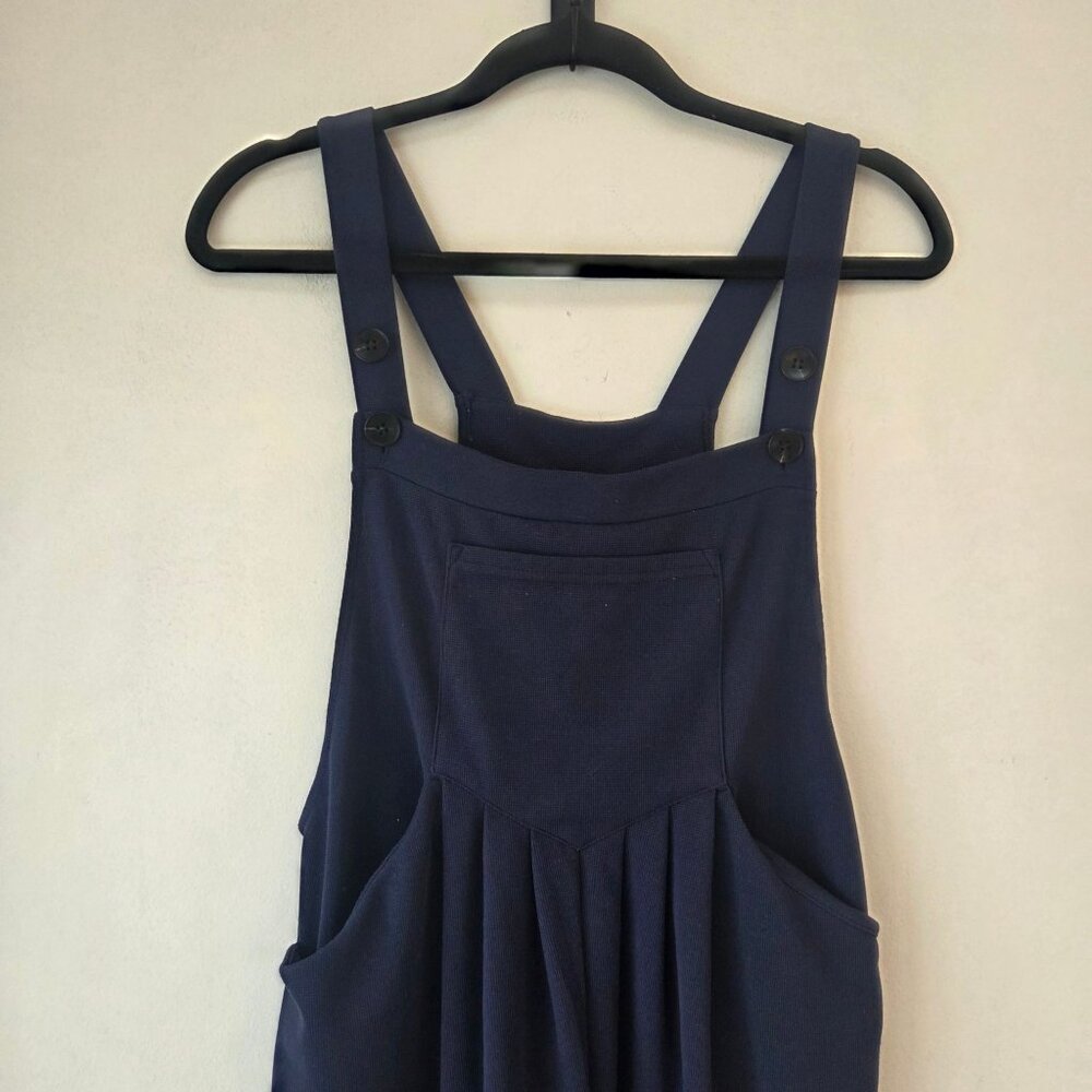 Halara Navy Blue Pockets Waffle Casual Jogger Overalls Jumpsuit Women's M - Picture 4 of 9